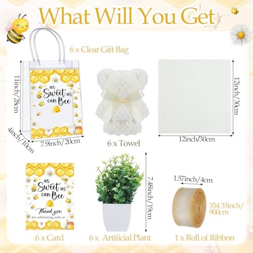 Honeydak 49 Pcs Baby Shower Prizes for Game Players 6 Set Cheese Board Fork Knives Coaster Towel Artificial Potted Plant Thanks Card Gift Bag for Baby Bridal Shower Wedding Favors(Honey Bee) - Image 2