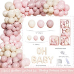 Toile De Jouy Baby Shower Decorations, Girl Pink Floral Safari Bow Baby Shower Decoration Party Supplies with Dusty Pink and White Balloons Boxes, A Sweet Little Baby Is One The Way Backdrop - Image 3