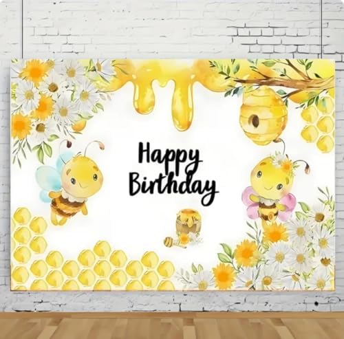 10x8ft Bee Baby Newborn Party Happy Bee Day Sweet Baby Shower Honeycomb Background Decoration Supplies Little Bee Photography Studio - Image 2