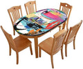 Colorful Abstract Portrait Print Oval Table Cloths Wipeable Spillproof Elastic for Event Wedding Banquet & Parties Fits for 48" x 68" Oval Table by ZNCTFMR