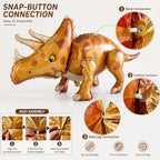 60 PCS Dinosaur Happy Birthday Foil Balloon Decoration Kit, T-Rex, Triceratops, Ankylosaurus Assembleable Inflatable Standing Mylar Balloons with Birthday Banner for Kids Boys Party Decor - Image 3
