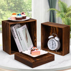 6 Pack Wooden Risers Display Stands Rustic Wood Cake & Cupcake Stands for Party Square Food Risers for Buffet Wooden Crates for Display Home Decor - Image 3