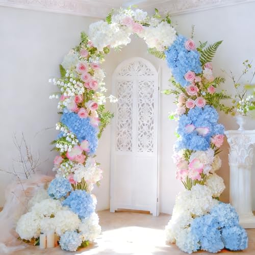 100 Pcs Faux White Blue Hydrangea Artificial Flowers Bulk, Fake Silk Hydrangea Flowers Heads with Stems for Wedding Decorations Garden Party Baby Shower Porch Home Decor Table Centerpieces - Image 6