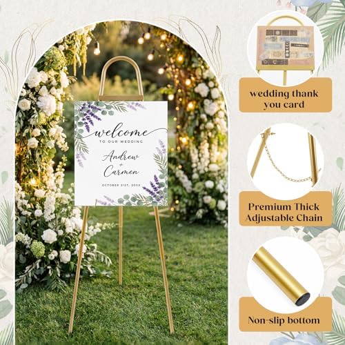 42"-63" Adjustable Gold Easel Stand for Wedding Sign Heavy Duty Metal Easel - Image 3