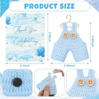 Novabright 50 Sets Boy Baby Shower Magnets Blue Crochet Overall Favors - Image 2