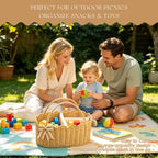 2pcs Rattella Premium Scalloped Rattan Baby Diaper Caddy Organizer 16.14*10*7.2/13.9*8*6in Handwoven Wicker Nursery Storage Basket with Removable Divider & Gift Bow - Boho Baby Registry (Khaki 2) - Image 4
