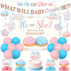 Concha Theme Gender Reveal Party Decorations What Will Baby Concha Be Backdrop Banner Mexican Sweet Bread Concha Honeycomb Centerpieces Cake Topper Hanging Swirls for Baby Shower Party Supplies by Merrystorm
