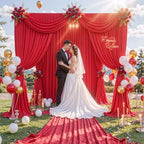 Outpain 30 ft x 8 ft Red Backdrop Curtain Panels, 6 Panels 5 ft x 8 ft Wrinkle Free Polyester Photography Backdrop Drapes, Wedding Party Home Decoration Supplies - Image 3