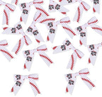 Meseey 30 Pcs Baseball Printed Ribbon Bows 3 Inch Twist Tie Crafts Small Bows for Gift Wrapping, Baby Shower,Wedding, Party Favors, Cake Pops,Treat Bags (Baseball) (Pack of 4) - Image 4