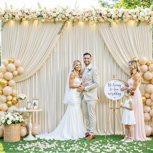 6 Panels Beige Backdrop Curtain for Wedding Parties Wrinkle Free Beige Photo Curtains Backdrop Drapes Fabric Decoration for Baby Shower Photoshoot 30ft(W) x 10ft(H) - Image 4