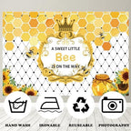 Fabric 10x7ft Bee Baby Shower Photography Background A Sweet Little Bee is on The Way Sweet Honeycomb Sunflower Backdrop Newborn Gender Reveal Party Decor Cake Table Banner Supplies - Image 3