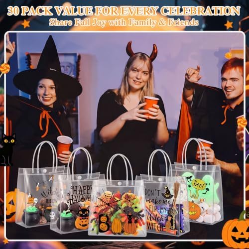 Canchiing 30 Pcs Halloween Clear Gift Bags Reusable Boo Pumpkin Treat Bags - Image 6