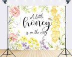 Trykid 12x10ft A Little Honey is on The Way Backdrop Floral Watercolor Honeycomb Flowers Baby Shower Photography Background Party Decoration Photoshoot Studio Props Fabric - Image 2