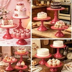 3 PCS Red Round Cake Stand Set, Multi Size Metal Cupcake Holders Stand for Birthday Wedding Banquets, Pastry Display Holders for Holiday Party Dessert Display Table Decor (8"/10"/12" Plate) - Image 7