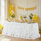 Wish Care 14ft White Sequin Table Skirt for Rectangle Tables Glitter Curly Willow Tutu Skirt Ruffle Table Cloth Desk Skirts for Wedding Birthday Baby Shower Party Banquet Table Skirting Decorations by WishCare