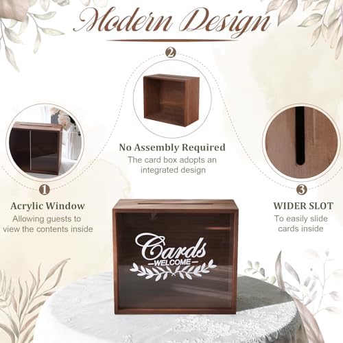 Wooden Wedding Card Boxes for Reception, Gift Card Box for Wedding Decor - Image 5