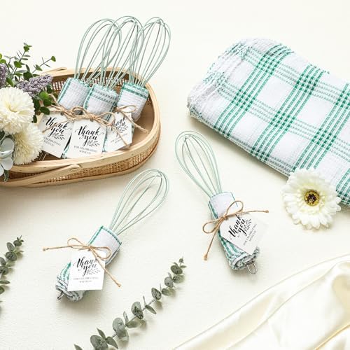 Honeydak 48 Pcs 10 Inch Whisks and Waffle Tea Towels Bulk for Cooking Heat-resistant Silicone Whisks with Thank You Tags for Bridal Shower Gifts for Guests Wedding Favors Baby Shower Party Game Prizes - Image 4
