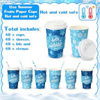 Jingmore 48 Sets 16oz Disposable Paper Coffee Cups with Lids Sleeves Straws Holiday Paper Drinking Cups Bulk for Hot Cold Beverages Home Business Cafe Birthday Party Supplies (Snowflake) - Image 3