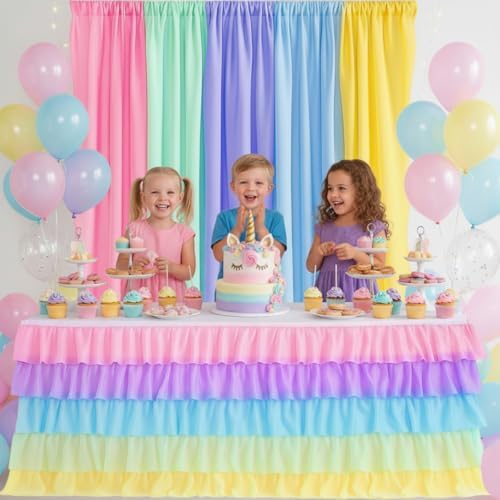 Tingjoo 6 Pack Pastel Rainbow Party Backdrop Decorations - Image 6