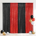 Eternal Beauty Black & Red Sequin Backdrop Curtains, 4 Panels 2x8FT by EternalBeauty