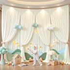 16x10FT Cream White Backdrop Curtain for Wedding Parties, Wrinkle Free Polyester Photography Backdrop Drapes for Wedding Baby Shower Birthday Parties Stage Background Stand Decorations 4x10ft,4 Panels - Image 6