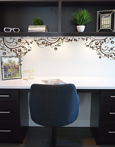 Brown Floral Décor Swirl Wall Decal Designs. Edge to Edge Wall Decal. 100in x 29in. Easy to Apply & Removable. by Stickerbrand