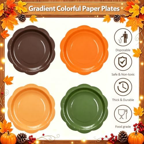 192Pcs Fall Party Plates and Napkins Set Party Supplies for Thanksgiving - Image 3