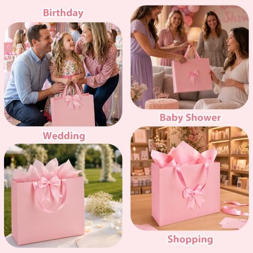 Catlovecorn 20 Pack Large Pink Gift Bags, 16.5 x 5.5 x 12.6 In - Image 6
