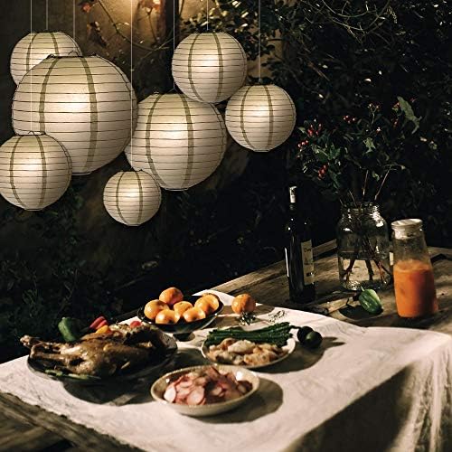 Quasimoon PaperLanternStore.com Ultimate 20-Piece Silver Paper Lantern Party Pack - Assorted Sizes of 6, 8, 10, 12 Inch (5 Round Lanterns Each) for Weddings, Birthday, Events and Decor - Image 4