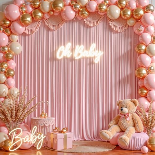 Rose Backdrop Curtains-Wrinkle-Free Polyester Photography Drapes Party Curtain Background for Baby Shower Wedding Decorations- 16 X10FT - Image 4