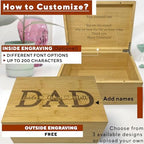Dad Gifts from Son Custom Engraved Wooden Box with Kids Names Bamboo - Image 4