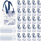 Kolldenn 100 Pack Blue White Chinoiserie Thank You Bags Bulk 4.33x3.94x2.76 Small Floral Paper Bags with Handles and Tags for Wedding Bridal Shower Bachelorette Baby Shower Birthday Party Favors by Unknown