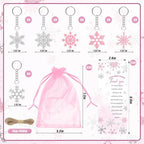 145 Pieces Little Snowflake Baby Shower Favors for Guest Pink Girl Ballpoint Pens and Keychains Gifts Bulk Winter Retractable Baby Shower Pens Gender Reveal Thank You Cards Souvenirs Prizes - Image 3