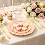 Sylans 350PCS Pink Plastic Plates Disposable Dinnerware Set for 50 Guests - Image 5
