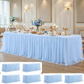 6 Pack Baby Blue Tablecloth for 8 Foot Rectangle Tables Tulle Table Skirt by PartyTalk