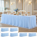 6 Pack Baby Blue Tablecloth for 8 Foot Rectangle Tables Tulle Table Skirt by PartyTalk