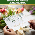 Decorably 100 Pack 6x4in Gold-Foiled Sage Green Thank You Cards - Image 6