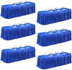 6 Packs Royal Blue Satin Tablecloths Rectangle 8FT, Glitter Spandex Fitted Stretch Table Covers Wrinkle-Free Floor Length Shimmer Table Skirt for Weddings Parties Baby Shower Banquets Vendor Events by Partisky