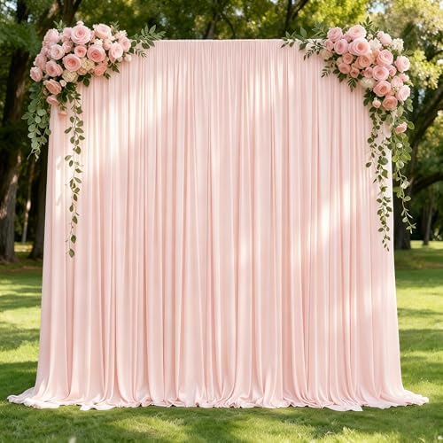 10x12ft Blush Pink Backdrop Curtain Panels for Parties - Wrinkle Free Polyester Photo Curtain Backdrop Wedding Back Drop Fabric Drapes for Party Decorations Background for Photography - Image 7