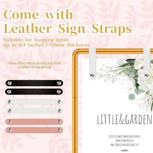 Wedding Welcome Sign Stand, Adjustable Black Welcome to our Wedding Sign Holder Metal Easel with Design Bundle, Leather Hanging Straps, Water Bag and Ribbon, Party Poster Display - Image 4