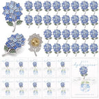 50 Sets Blue Hydrangea Gifts Enamel Pins Cards Wedding Favors Bulk by Hinly