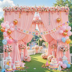 10x10ft Blush Pink Backdrop Curtains for Parties Baby Shower Photo Wrinkle Free Polyester Photoshoot Curtains Drapes Backdrop for Girls Birthday Party Gender Reveal Background 2 Panels 5x10FT - Image 4