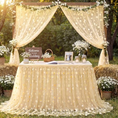 8 Pcs Yellow Daisy Table Runners 29 x 70 in Daisy Tablecloth - Image 6