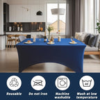 Fixwal 6 Pack 6FT Navy Blue Tablecloth Rectangle Spandex Table Cover - Image 5