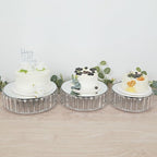 3 Silver Round Stackable Metal Cake Stands with Crystal Pendant and Mirror Top Wedding Birthday Party Display Dessert Riser Pedestal Centerpieces - Image 4