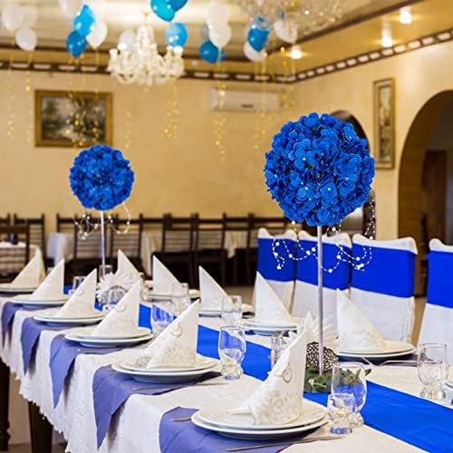 BLOSMON Hydrangea Artificial Flowers Ball Centerpieces Royal Blue Set of 10 - Image 4