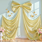 Big Gold Bow Backdrop Large Gold Bow Decor Gift Bows Birthday Decorations 48x24x120 Inches Giant Bow Birthday Party Backdrop for Wedding Baby Shower Photography Coquette Room Decor - Image 3