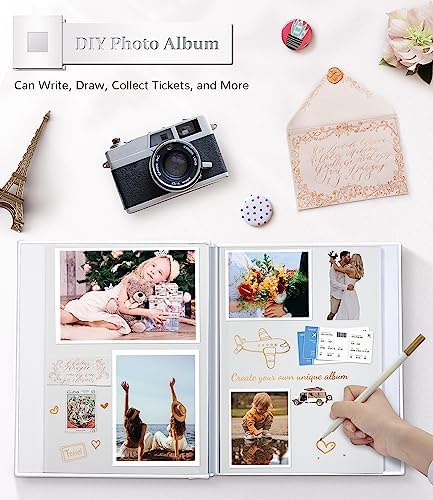 Artfeel Photo Album Self Adhesive Scrapbook Album for 3x5 4x6 5x7 8x10 Pictures,120 Pages Linen Cover with Display Window DIY Photo Book,Ideal Gifts for Family Travel Wedding Baby - Image 4