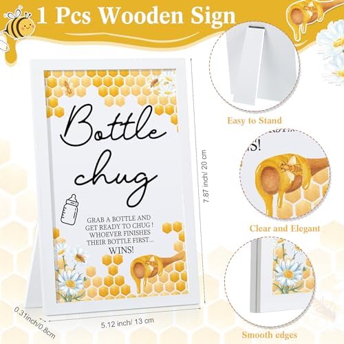 Roowest Bottle Chug Baby Shower Games Favors, Yellow, Bee - Image 2