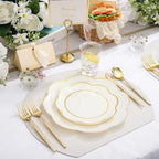 ejonirinjonir 180pcs Elegant Double Gold Rim Ivory Plastic Plates for Proms - Image 6